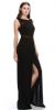 Round Neck Sleeveless Sheer Neck & Waist Long Formal Dress in Black